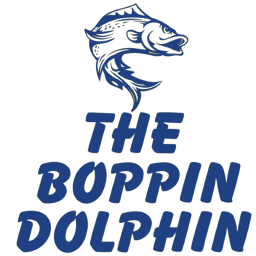 The Boppin Dolphin Chip Shop logo.